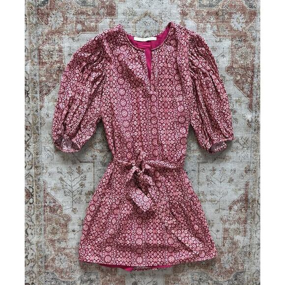 Marie Oliver Shyloh Mini Dress in Hibiscus Shibori Womens Size 1X Waist Belt - Picture 2 of 7